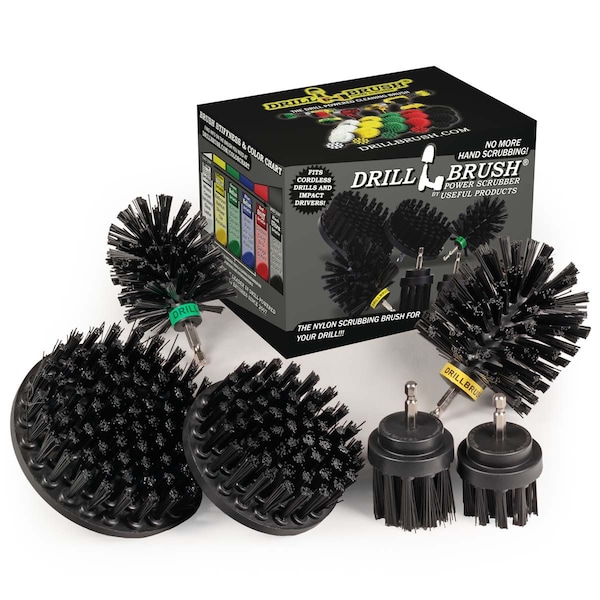Drill Brush Power Scrubber By Useful Products 5 in W 7 in L Brush, Black K-542OMS-2L-QC-DB - main